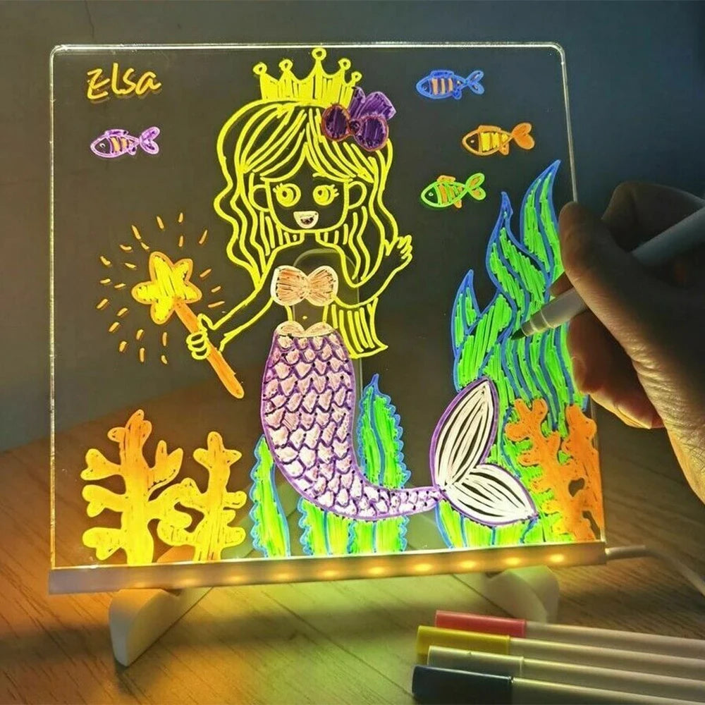 DIY Personalized LED Lamp Acrylic Message Note Board Erasable USB Pens Board With Pen Holiday Light Night Lamp Kid Lover Gifts
