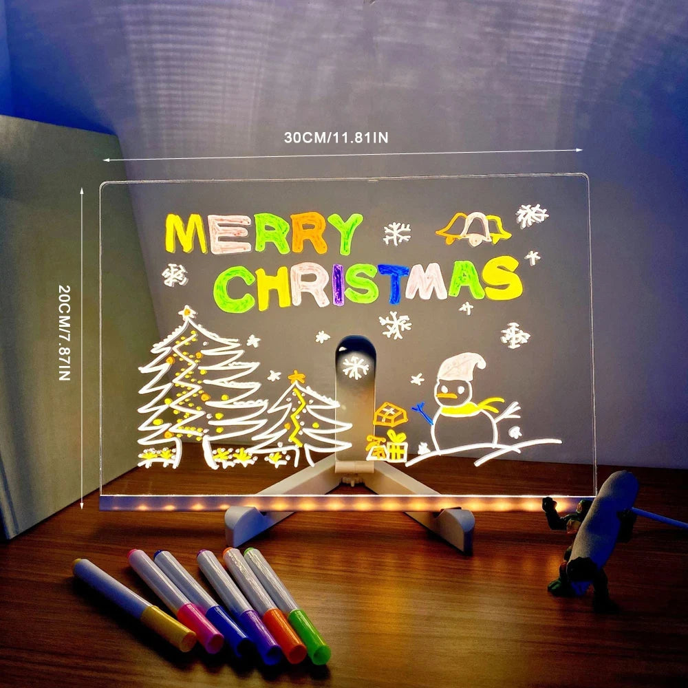 DIY Personalized LED Lamp Acrylic Message Note Board Erasable USB Pens Board With Pen Holiday Light Night Lamp Kid Lover Gifts