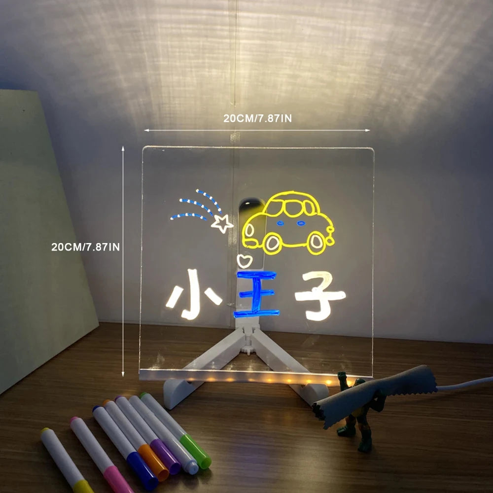 DIY Personalized LED Lamp Acrylic Message Note Board Erasable USB Pens Board With Pen Holiday Light Night Lamp Kid Lover Gifts