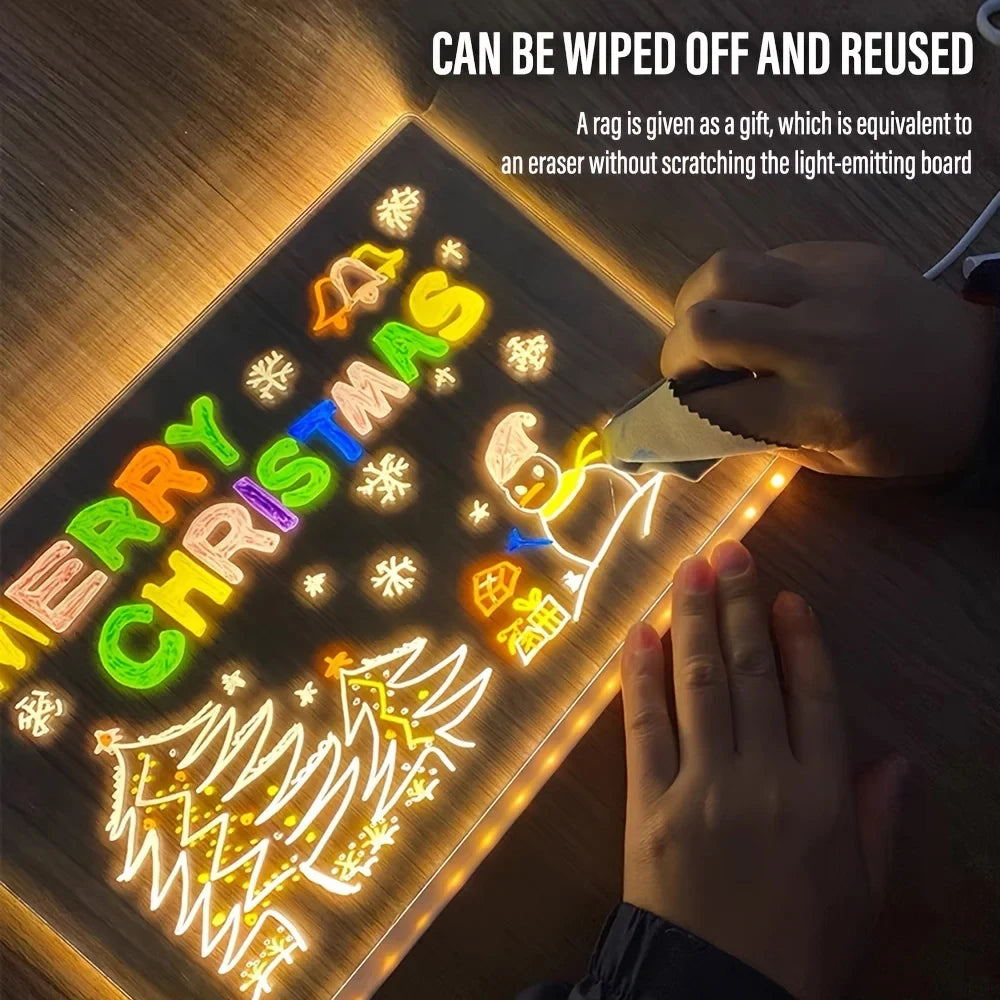DIY Personalized LED Lamp Acrylic Message Note Board Erasable USB Pens Board With Pen Holiday Light Night Lamp Kid Lover Gifts