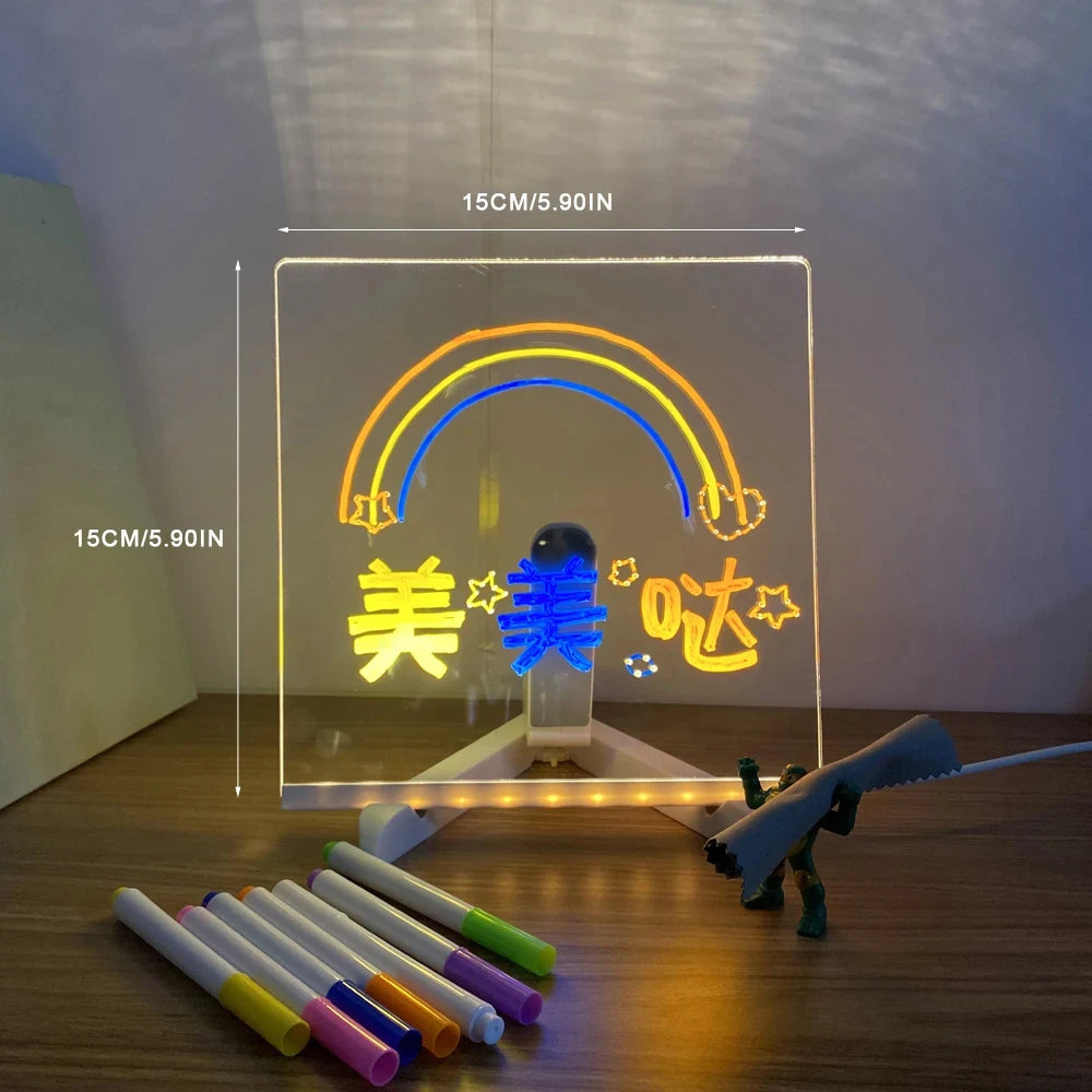DIY Personalized LED Lamp Acrylic Message Note Board Erasable USB Pens Board With Pen Holiday Light Night Lamp Kid Lover Gifts